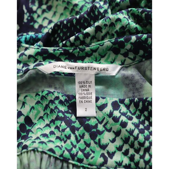 Diane Von Furstenberg Snake Print Sleeveless Mini Dress in Green Silk